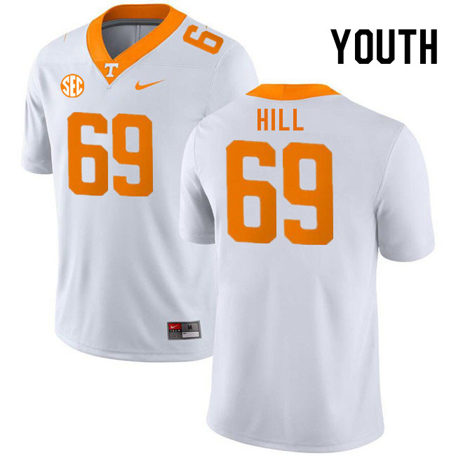 Youth #69 Gus Hill Tennessee Volunteers College Football Jerseys Stitched Sale-White - Click Image to Close